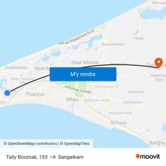 Tally Boumak, 153 to Sangalkam map