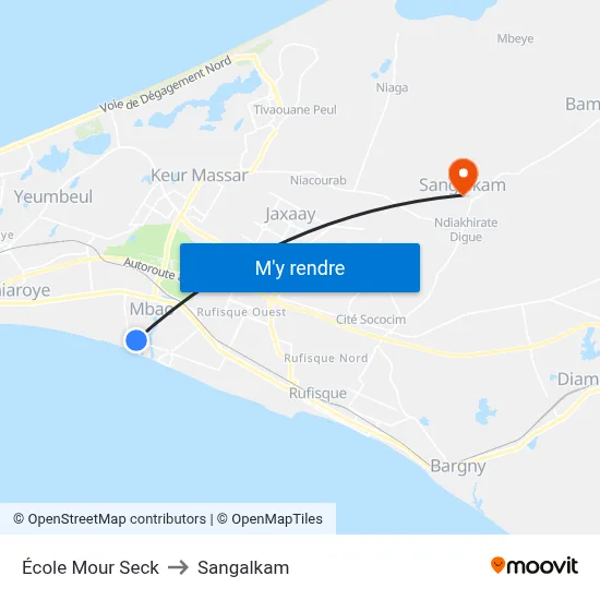 École Mour Seck to Sangalkam map