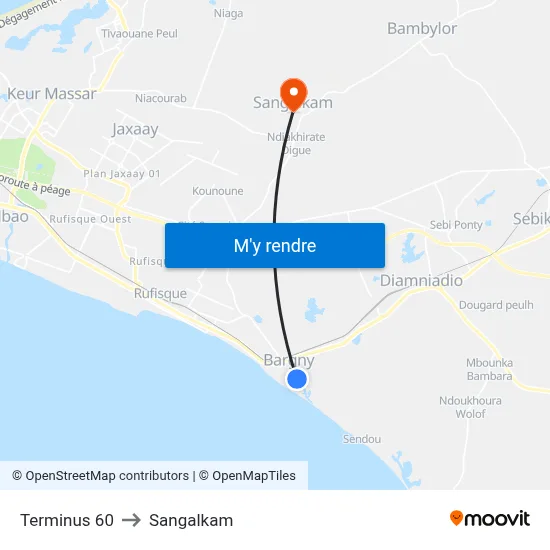Terminus 60 to Sangalkam map