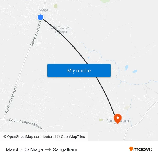 Marché De Niaga to Sangalkam map