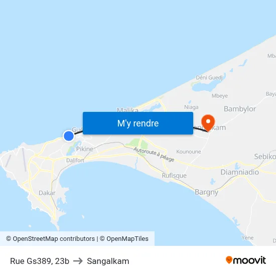 Rue Gs389, 23b to Sangalkam map