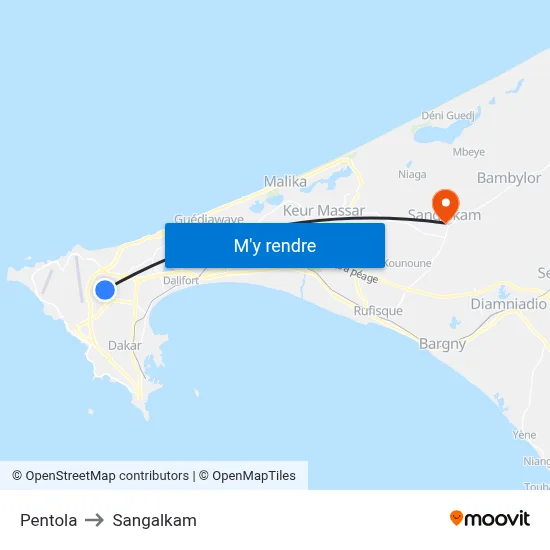 Pentola to Sangalkam map