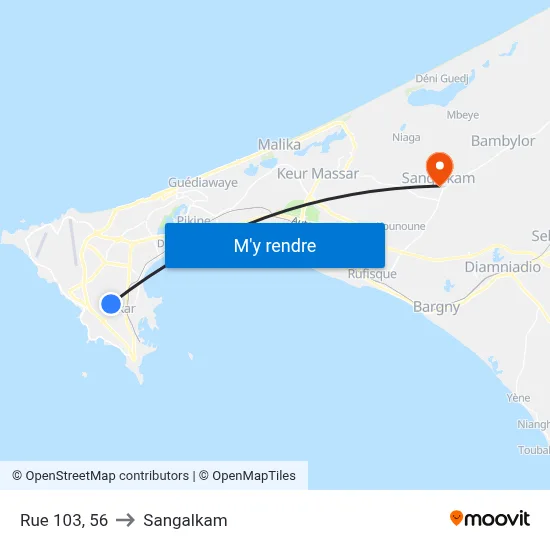 Rue 103, 56 to Sangalkam map