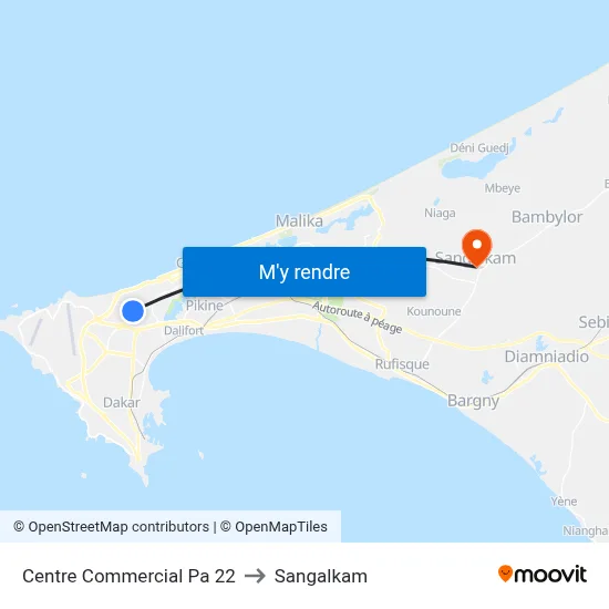 Centre Commercial Pa 22 to Sangalkam map