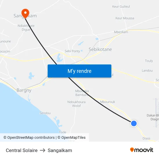 Central Solaire to Sangalkam map