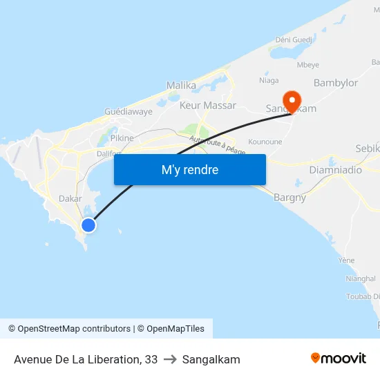 Avenue De La Liberation, 33 to Sangalkam map