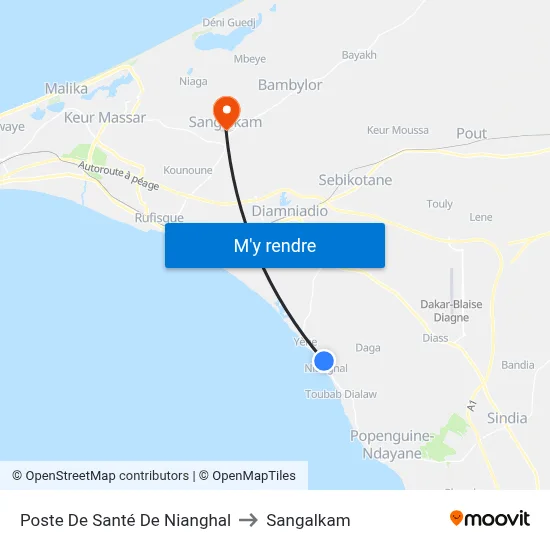 Poste De Santé De Nianghal to Sangalkam map