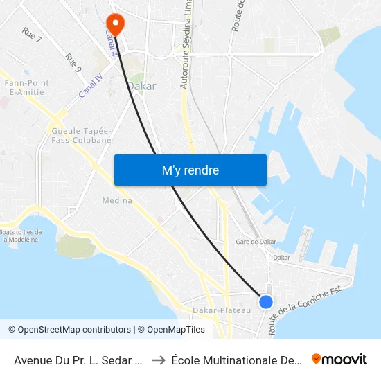Avenue Du Pr. L. Sedar Senghor 17 to École Multinationale Des Telecoms map