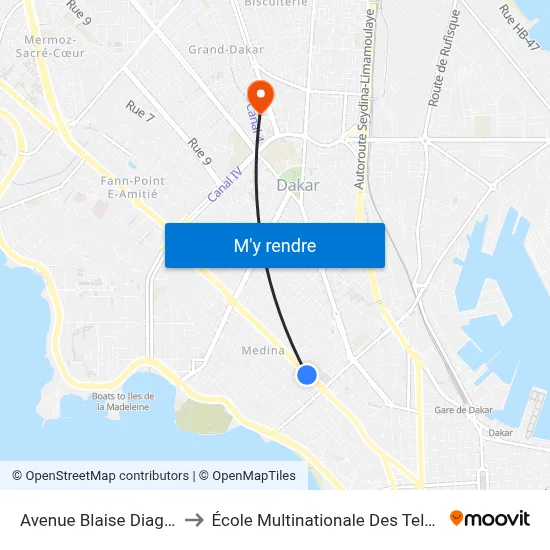 Avenue Blaise Diagne, 5 to École Multinationale Des Telecoms map