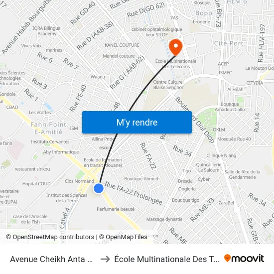 Avenue Cheikh Anta Diop, 25 to École Multinationale Des Telecoms map