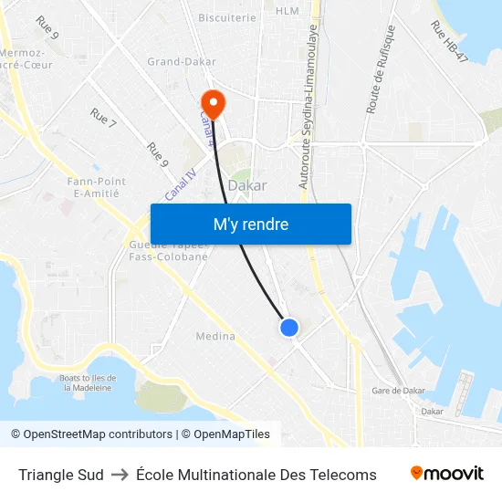 Triangle Sud to École Multinationale Des Telecoms map