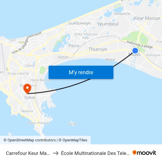 Carrefour Keur Massar to École Multinationale Des Telecoms map