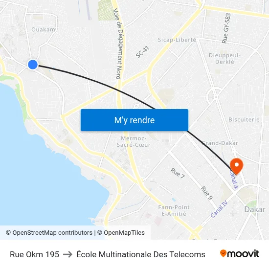 Rue Okm 195 to École Multinationale Des Telecoms map