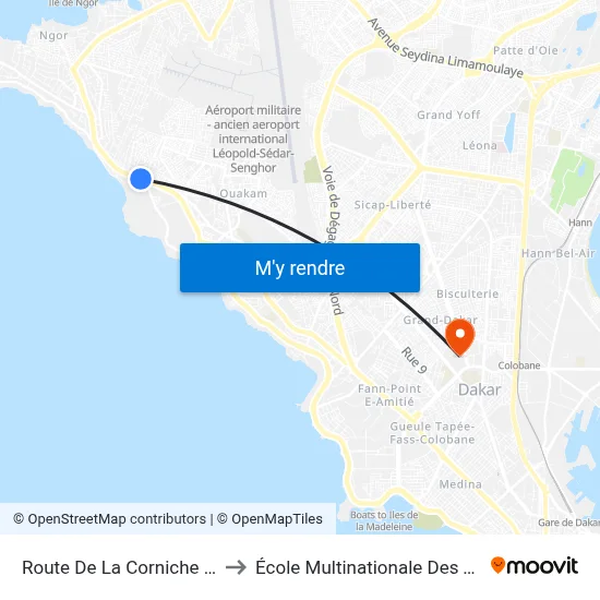 Route De La Corniche / Okm-1 to École Multinationale Des Telecoms map