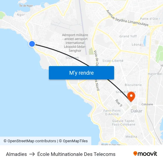Almadies to École Multinationale Des Telecoms map