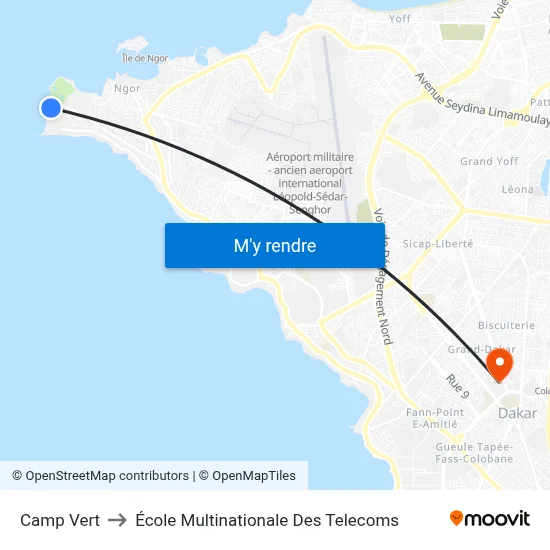 Camp Vert to École Multinationale Des Telecoms map
