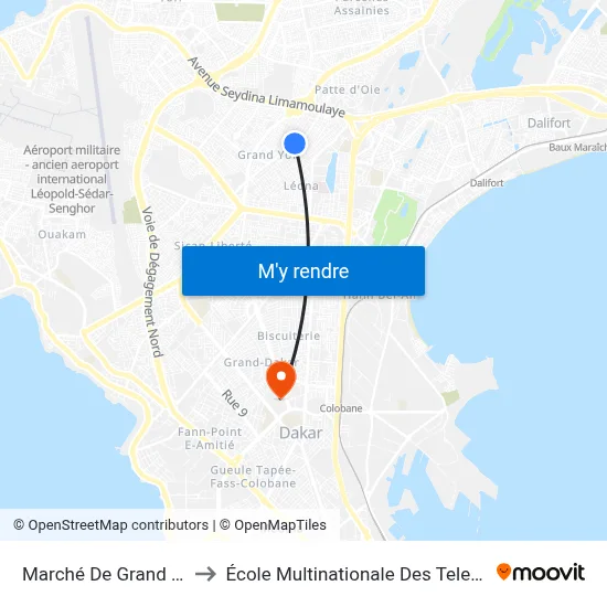 Marché De Grand Yoff to École Multinationale Des Telecoms map