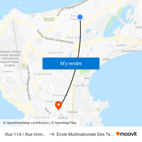 Rue 114 / Rue Immaculée to École Multinationale Des Telecoms map