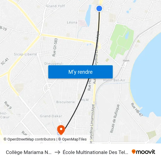 Collège Mariama Niasse to École Multinationale Des Telecoms map