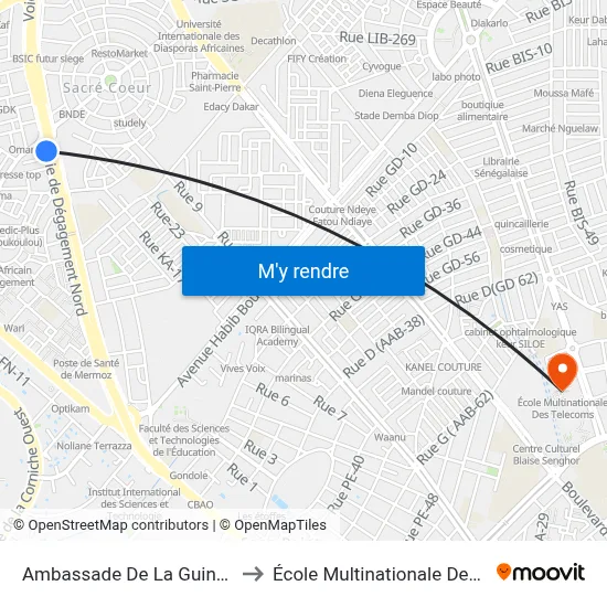 Ambassade De La Guinée Conakry to École Multinationale Des Telecoms map