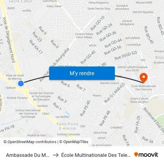 Ambassade Du Maroc to École Multinationale Des Telecoms map