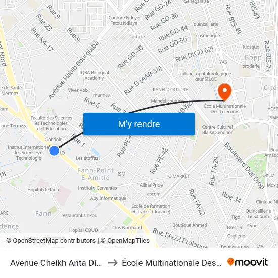 Avenue Cheikh Anta Diop, 20972 to École Multinationale Des Telecoms map