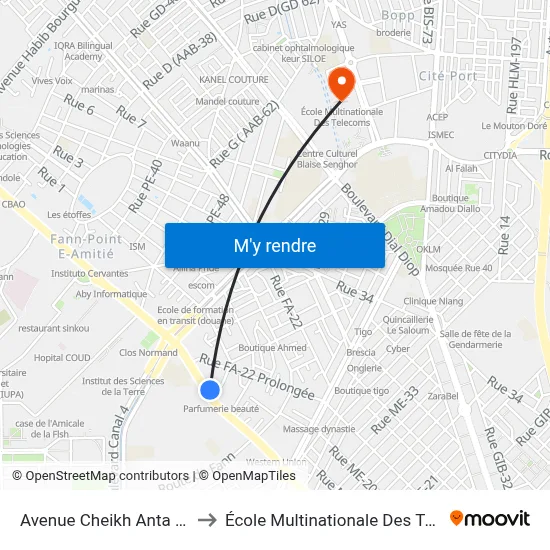 Avenue Cheikh Anta Diop, 4 to École Multinationale Des Telecoms map