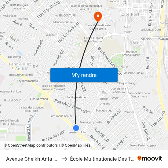 Avenue Cheikh Anta Diop, 19 to École Multinationale Des Telecoms map