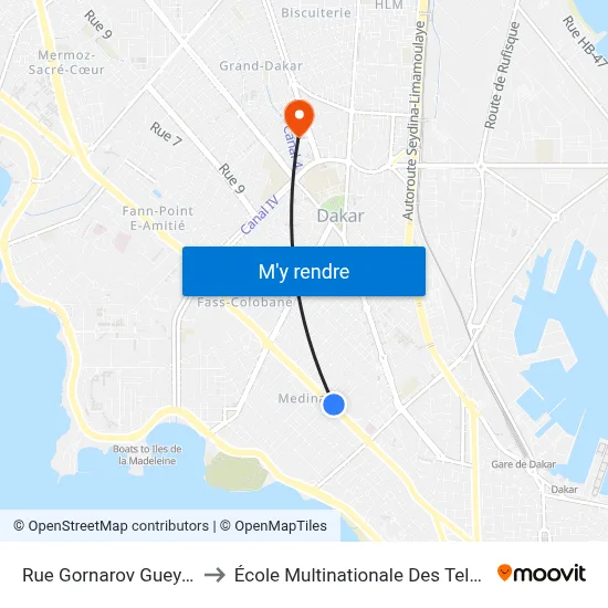 Rue Gornarov Gueye, 23 to École Multinationale Des Telecoms map
