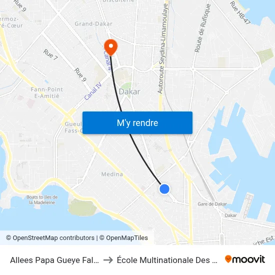 Allees Papa Gueye Fall, 36005 to École Multinationale Des Telecoms map