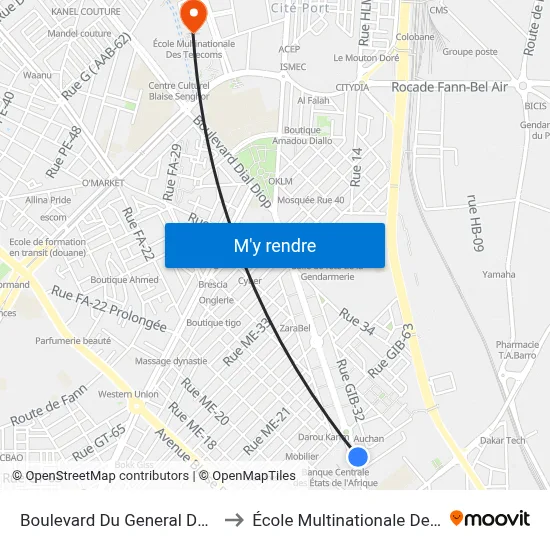 Boulevard Du General De Gaulle, 174 to École Multinationale Des Telecoms map