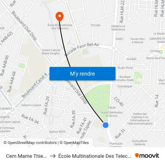 Cem Mame Thierno to École Multinationale Des Telecoms map