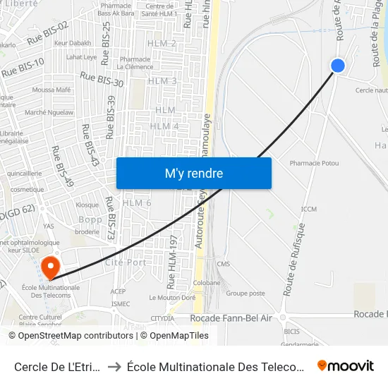 Cercle De L'Etrier to École Multinationale Des Telecoms map
