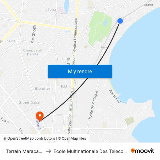 Terrain Maracana to École Multinationale Des Telecoms map