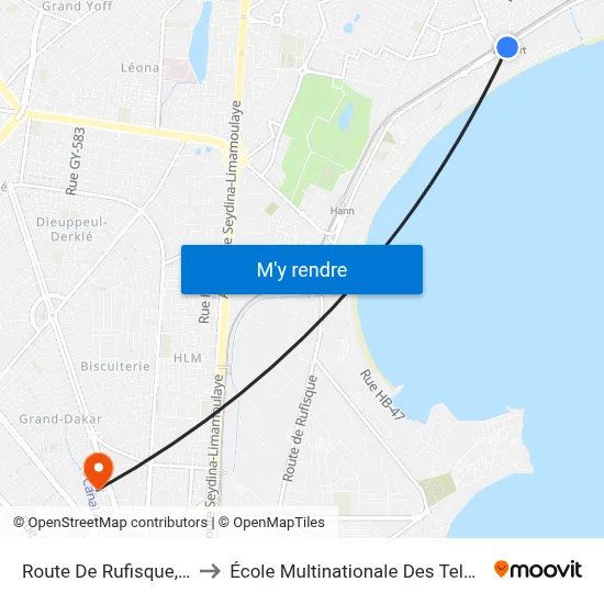 Route De Rufisque, 170 to École Multinationale Des Telecoms map