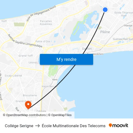 Collége Serigne to École Multinationale Des Telecoms map
