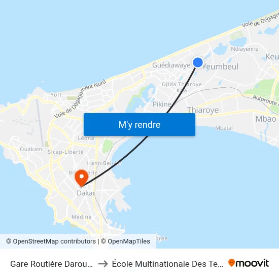 Gare Routière Daroukhane to École Multinationale Des Telecoms map