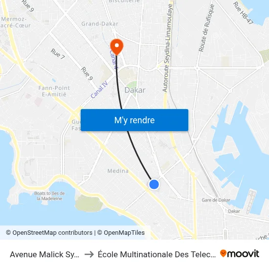 Avenue Malick Sy, 19 to École Multinationale Des Telecoms map