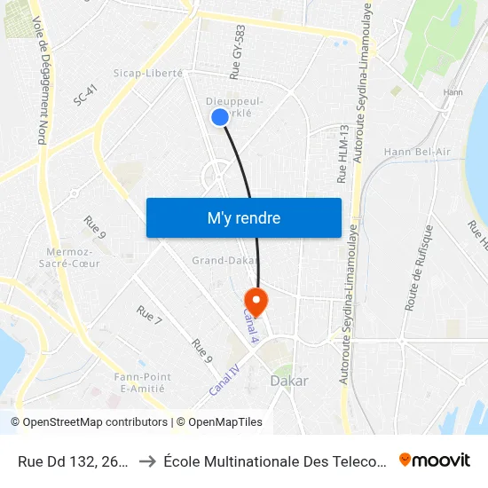 Rue Dd 132, 2626 to École Multinationale Des Telecoms map