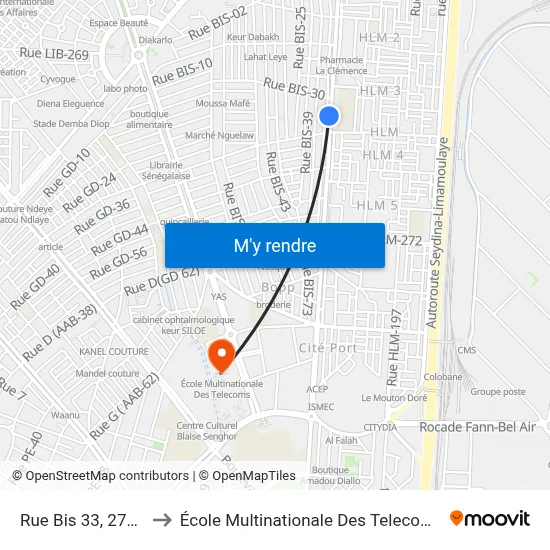 Rue Bis 33, 2747 to École Multinationale Des Telecoms map