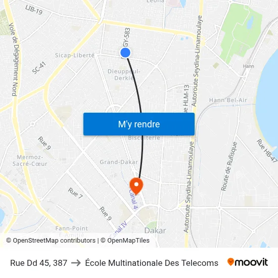 Rue Dd 45, 387 to École Multinationale Des Telecoms map