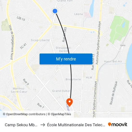 Camp Sekou Mballo to École Multinationale Des Telecoms map