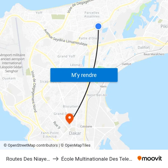 Routes Des Niayes, 8 to École Multinationale Des Telecoms map