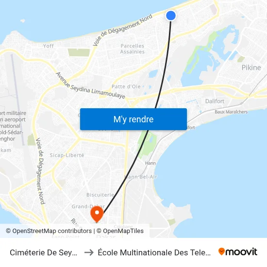 Ciméterie De Seydina to École Multinationale Des Telecoms map