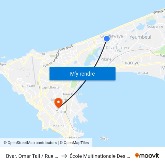 Bvar. Omar Tall / Rue Mbacke to École Multinationale Des Telecoms map