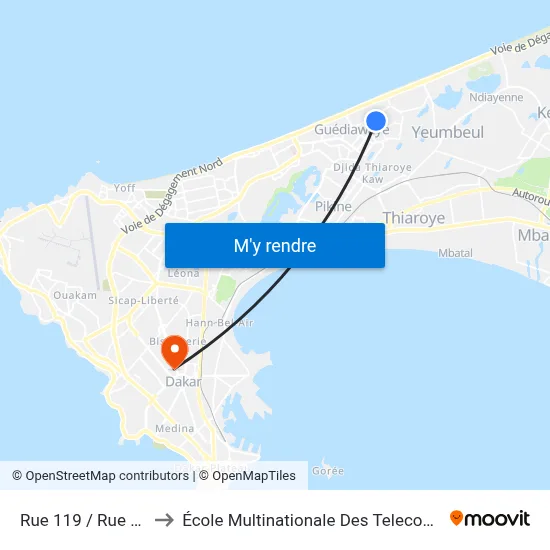 Rue 119 / Rue 81 to École Multinationale Des Telecoms map