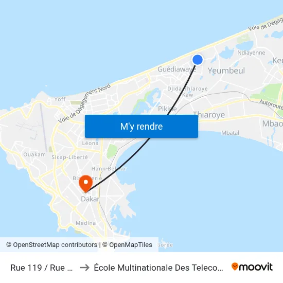 Rue 119 / Rue 57 to École Multinationale Des Telecoms map