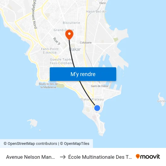 Avenue Nelson Mandela, 12 to École Multinationale Des Telecoms map