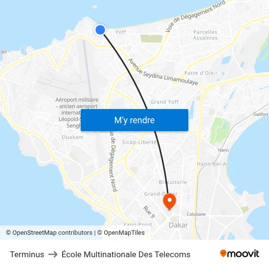 Terminus to École Multinationale Des Telecoms map