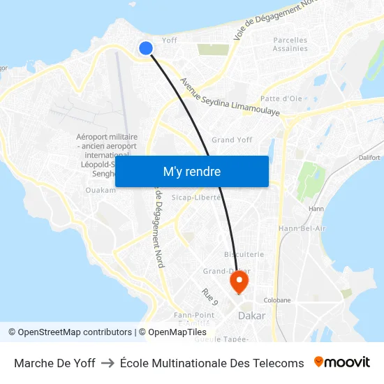 Marche De Yoff to École Multinationale Des Telecoms map